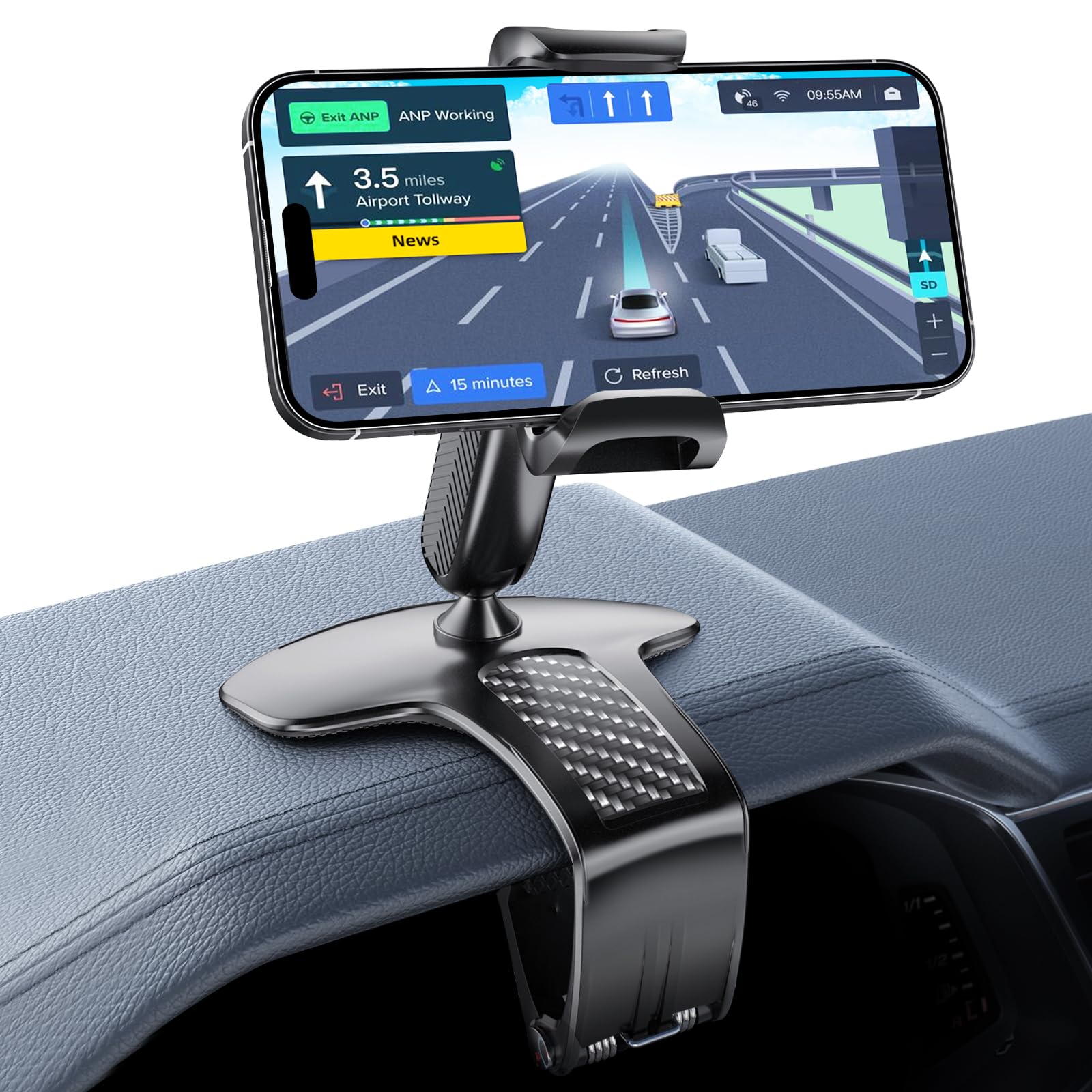 Photo 1 of Universal 360 Dashboard Cell Phone Holder, Upgrade Clip Car Phone Holder Mount for Dashboard 360 Degree Rotation Dash Board Phone Mount Fit for iPhone,Samsung,Google,Nokia, 4 to 7" Smartphones