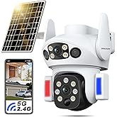 ORAXIUM Solar Camera Outdoor Wireless, Dual Lens Security Camera for Home & Farm, Light Alarm & Color Night Vision, Outdoor Camera Two-Way Audio (1 Pack)