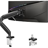 Single Monitor Desk Mount, 19-34 inch Adjustable Full Motion Monitor Arm, Computer Monitor Stand Holder with Clamp and Grommet Base, Fits 4.4 to 19.8lbs Screens, VESA Mount Bracket, Black