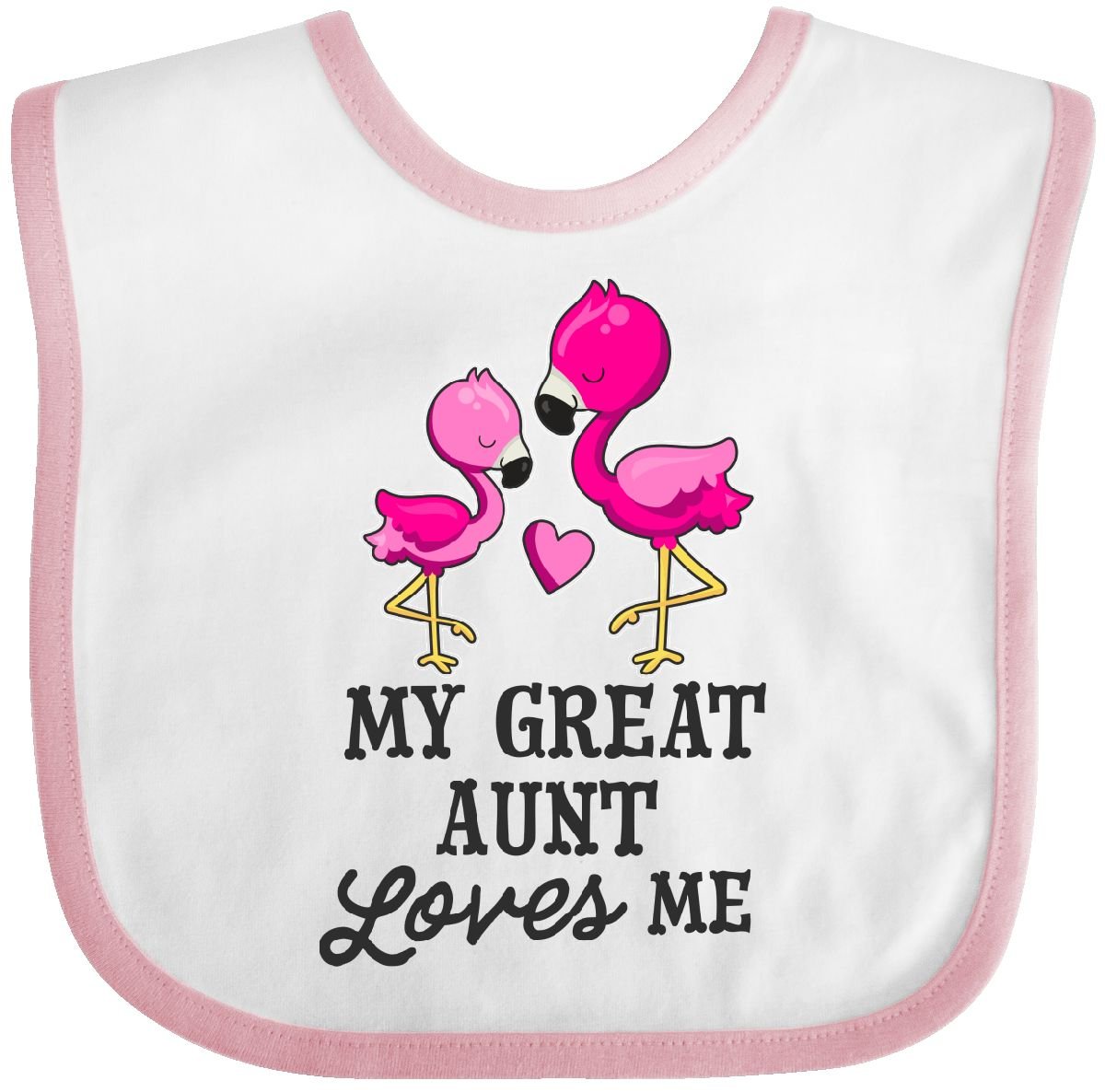 Inktastic My Great Aunt Loves Me with 2 Flamingos Baby Bib White/Pink 2f16a