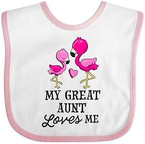 Inktastic My Great Aunt Loves Me with 2 Flamingos Baby Bib White/Pink 2f16a
