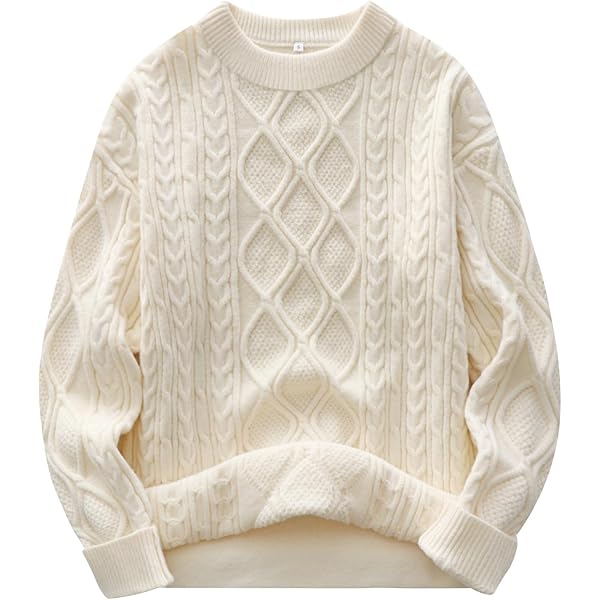 Men's Oversized Sweater Long Sleeve Diamond Knit Sweaters