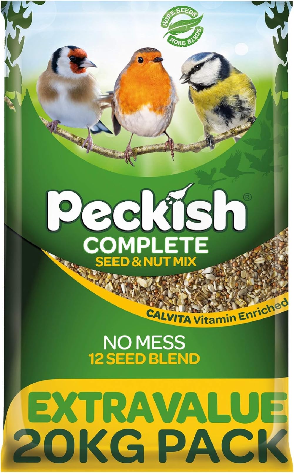 Peckish 60051246 Complete Seed and Nut No Mess Wild Bird Food 20 kg Natural