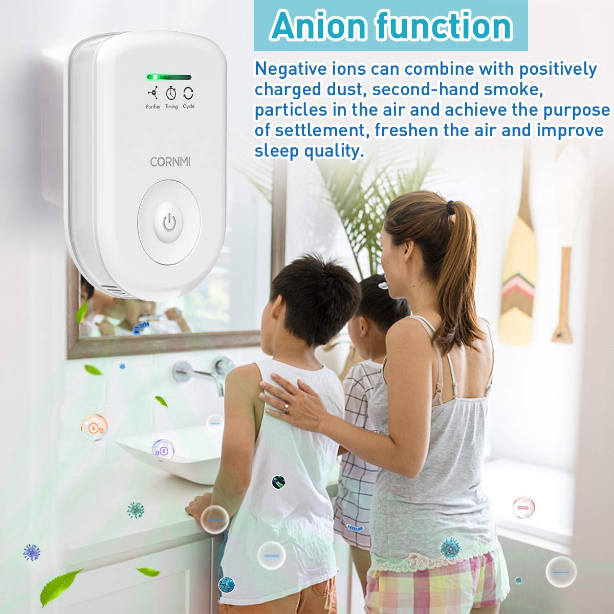Air Purifiers Plug in Wall for Home, Small Odor Eliminator?Ozone Negative Ion Dual Function?Ionizer to Remove Smoke Pet Smell Portable Deodorizer Freshener Cleaner for Bedroom Bathroom Kitchen (White)