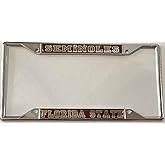 Florida State License Plate Frame, Silver, Domed Mirror Seminoles Car Tag Holder