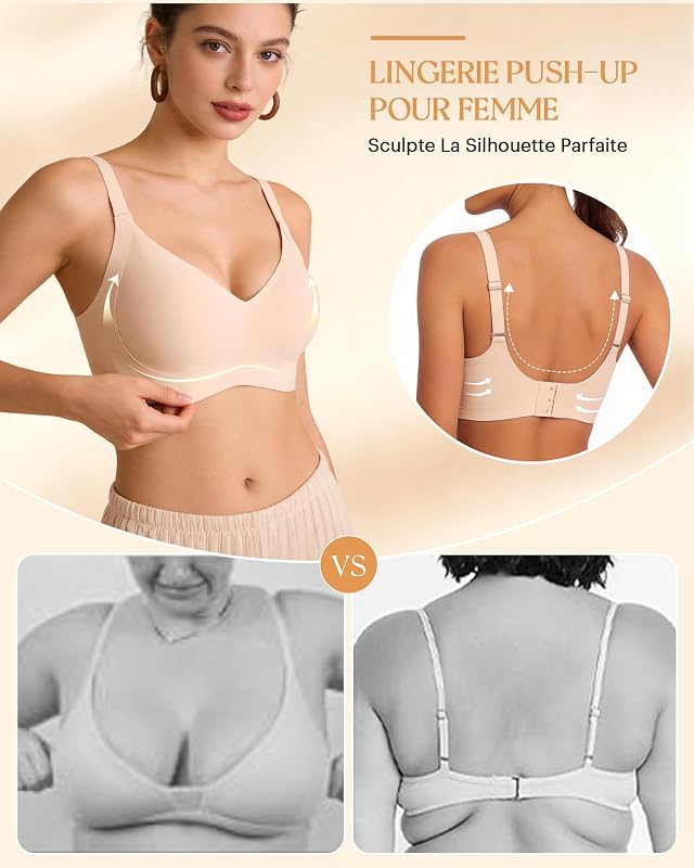 Soutien-Gorge sans Armature sans Couture avec Coussinets Beige L