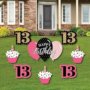Amazon.com : Chic 13th Birthday - Pink, Black and Gold - Yard Sign and