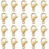 Pandahall 100Pcs 304 Stainless Steel Lobster Claw Clasps Real 18K Gold Plated 9x5x2.5mm Polishing Jewelry Clasps Connectors for Bracelet Necklace Jewelry Making