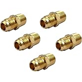 5Pcs 3/8" NPT x 3/8 Flare Tube Fittings,3/8 Flare to 3/8 Inch Male NPT Brass Pipe Fittings
