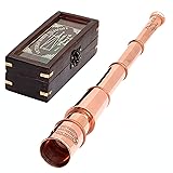 Vintage 1915 Copper Marine Telescope with Wooden