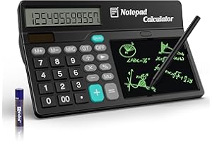 eboard Calculator with Notepad 12 Digits Large Display, Touch Comfortable Calculator Big Buttons, Support Solar and Battery for Office, School, Home & Business