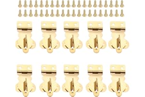 dophee 10Pcs Brass Solid Padlock Hasp, Mini Decorative Hasps Buckles with Screws for Wooden Box Jewelry Box Wine Gift Case Ch