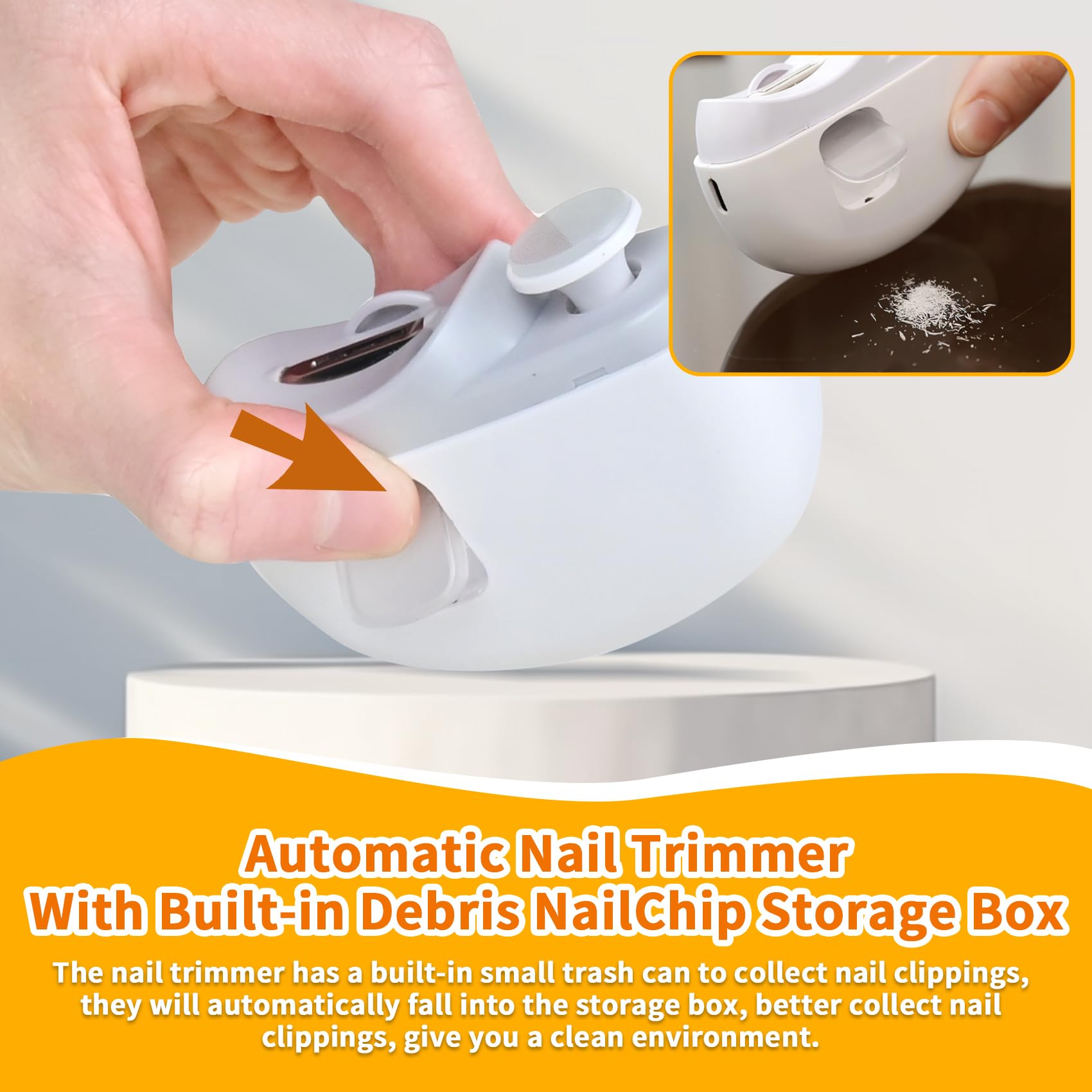 Electric Nail Clipper & Trimmer - 2 in 1 Design with Light & 2 Speeds, USB Rechargeable Safety Electric Nail File for Babies, Kids, Adults & Seniors