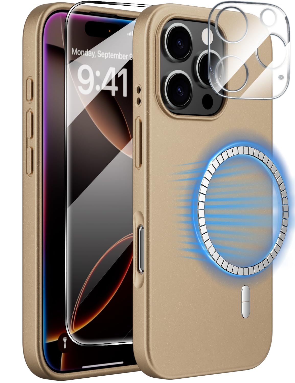 X-level 3 in 1 for iPhone 16 Pro Case for Magsafe with Camera Protection and Screen Protector, Shockproof, Matte Slim Silicone Phone Case for iPhone 16 Pro, Taijin