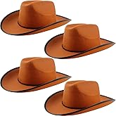 SGBETTER 4 Pack Kids Cowboy Hats Child Western Cowgirl Cowboy Hat for Boys Girls Halloween Cosplay Costume Party Accessories Brown