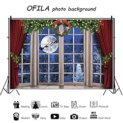 OFILA 7x5ft Christmas Window Backdrop for