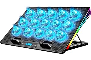 ARROW CHILL Laptop Cooling Pad, Gaming Laptop Fan Cooling Pad with 15 Quiet Fans, RGB Laptop Cooler for 15.6-17.3 Inch, 4 Height Stands, 2 USB Ports - AA2