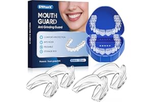SWturK Mouth Guard for Clenching Teeth at Night, Mouth Guard for Grinding Teeth at Night, Comfortable & Reusable Adult Teeth Grinding Mouthguards for Sleeping, Includes 4pcs & 1 Travel Case