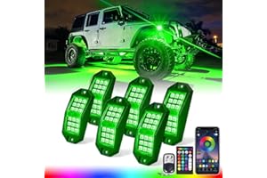 Xprite RGB LED Rock Lights Wide Angle Bluetooth Multicolor Neon Lighting Footwell Underglow Kits w/Wireless Remote, Compatible Jeep Off-Road Trucks Cars UTV ATV SUV RZR Motorcycles Boats 6 Pods