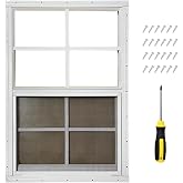 18"x27" Shed Window for Chicken Coop, Playhouse and Mobihome | White Windows for Exterior Sheds, Mobile Home, Garage and Green House
