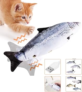 Amazon Aubllo 猫 おもちゃ 魚 電動 キャットニップのおもちゃ 猫用ぬいぐるみ 電気猫用おもちゃ 猫用ぬいぐるみ 猫運動不足 ストレス解消 爪磨き 噛むおもちゃ キャットニップおもちゃ Usb充電 サケ Aubllo ペット用品 通販