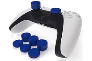 Raised Thumb Grips (8pc) for PlayStation 5 Dualsense by Foamy Lizard – Sweat Free 100% Silicone Precision Antislip Rubber Analog Stick Grips Compatible with PS5, PS4, Stadia & Switch Pro (Blue)