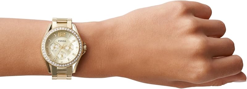 Montre pour Femmes Riley, Mouvement Quartz Multifonctions, 38mm, boîtier en Acier Inoxydable Or et Bracelet en Acier Inoxydable, ES3203