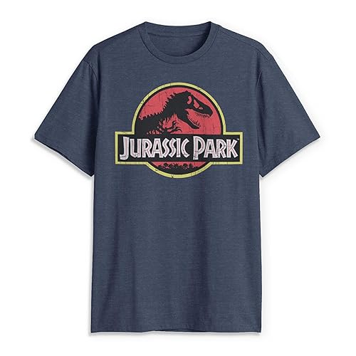Jurassic Park Men’s Big Classic Movie Logo T-Shirt, Navy Heather, 3X-Large