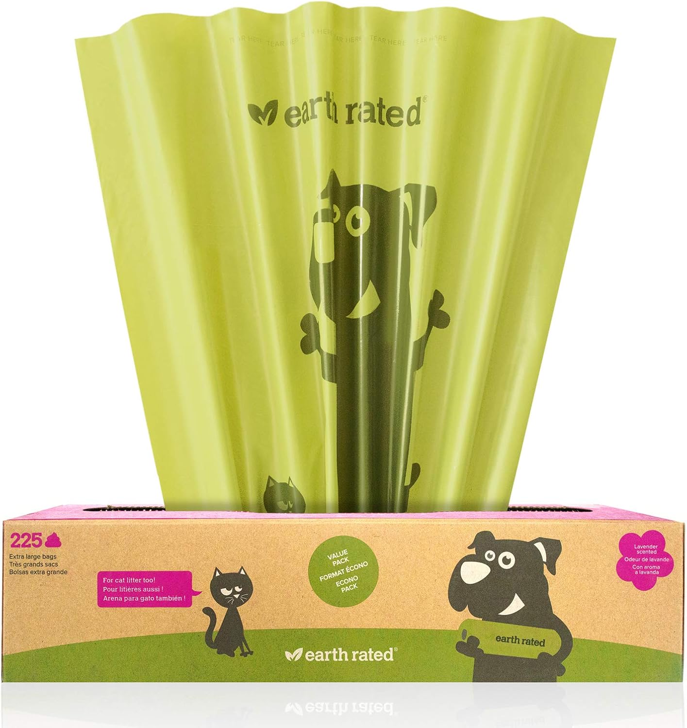 Earth Rated Extra Large Eco-Friendly Poop Bags, Lavender-Scented, Poop Bags for Large Dogs, 225 Bags on a Large Single Roll, Each Cat Poop Bag Measures 11 x 13 inches : Earth Rated Poop Bags : Pet Supplies