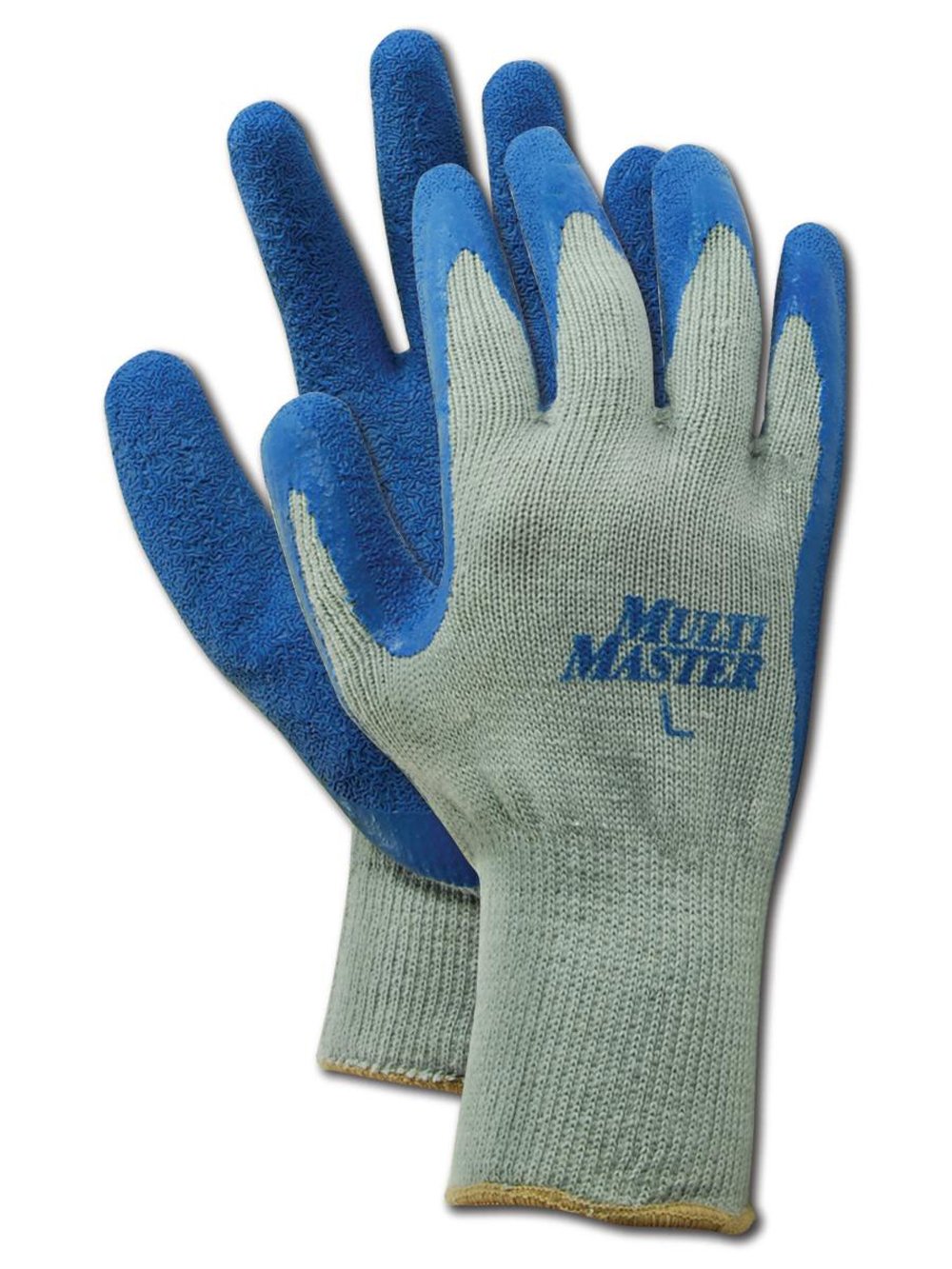 MAGID MultiMaster 9529 Cotton/Polyester Glove, Blue Latex Palm Coating, Knit Wrist Cuff, 10