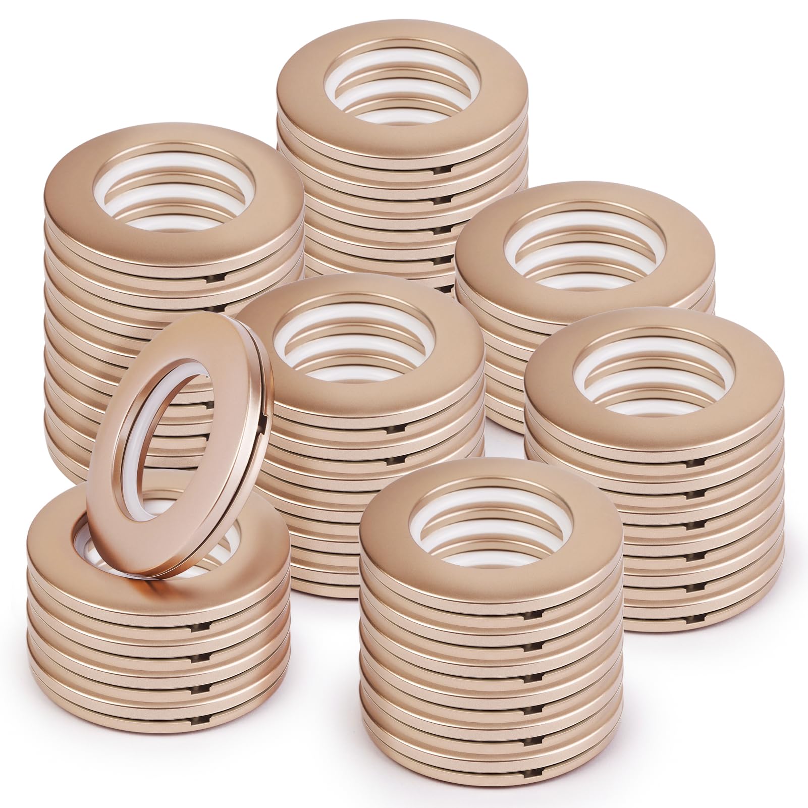 WCIC 48PCS Curtain Grommet Kit 40mm Plastic Eyelet Rings DIY Nanoscale Silencing Roman Rings for Window Shower Curtain Rod Matte Coffee