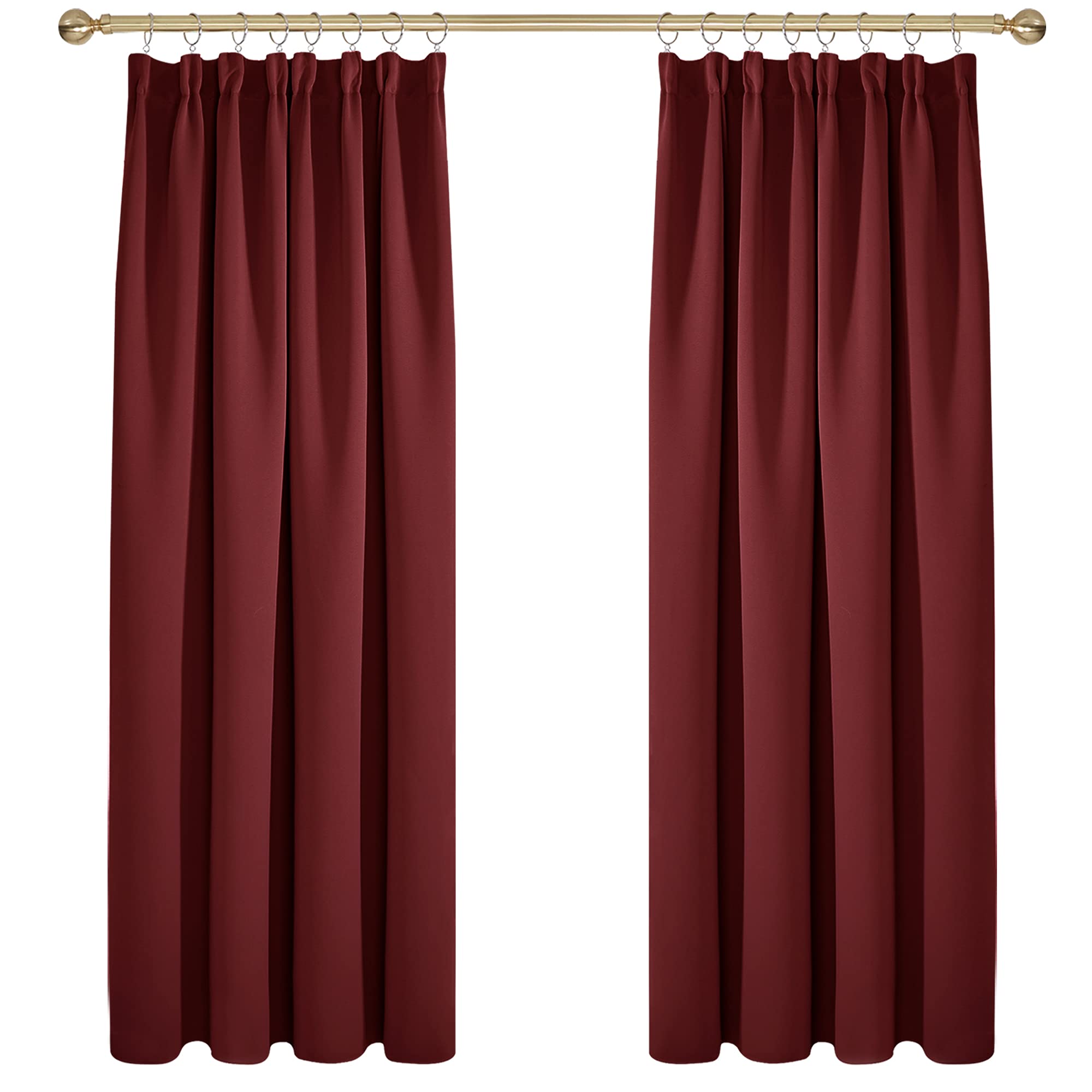Deconovo Super Soft Pencil Pleat Curtains Thermal Insulated Blackout Curtains for Kids Bedroom 66 x 72 Red Two Panels โ image 1