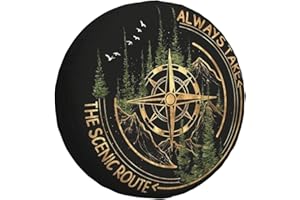 REVENEVER Spare Tire Cover for RV SUV Car Funny Compass Road Print Waterproof Dustproof Tire Cover for JP Camper Travel Trailer Truck