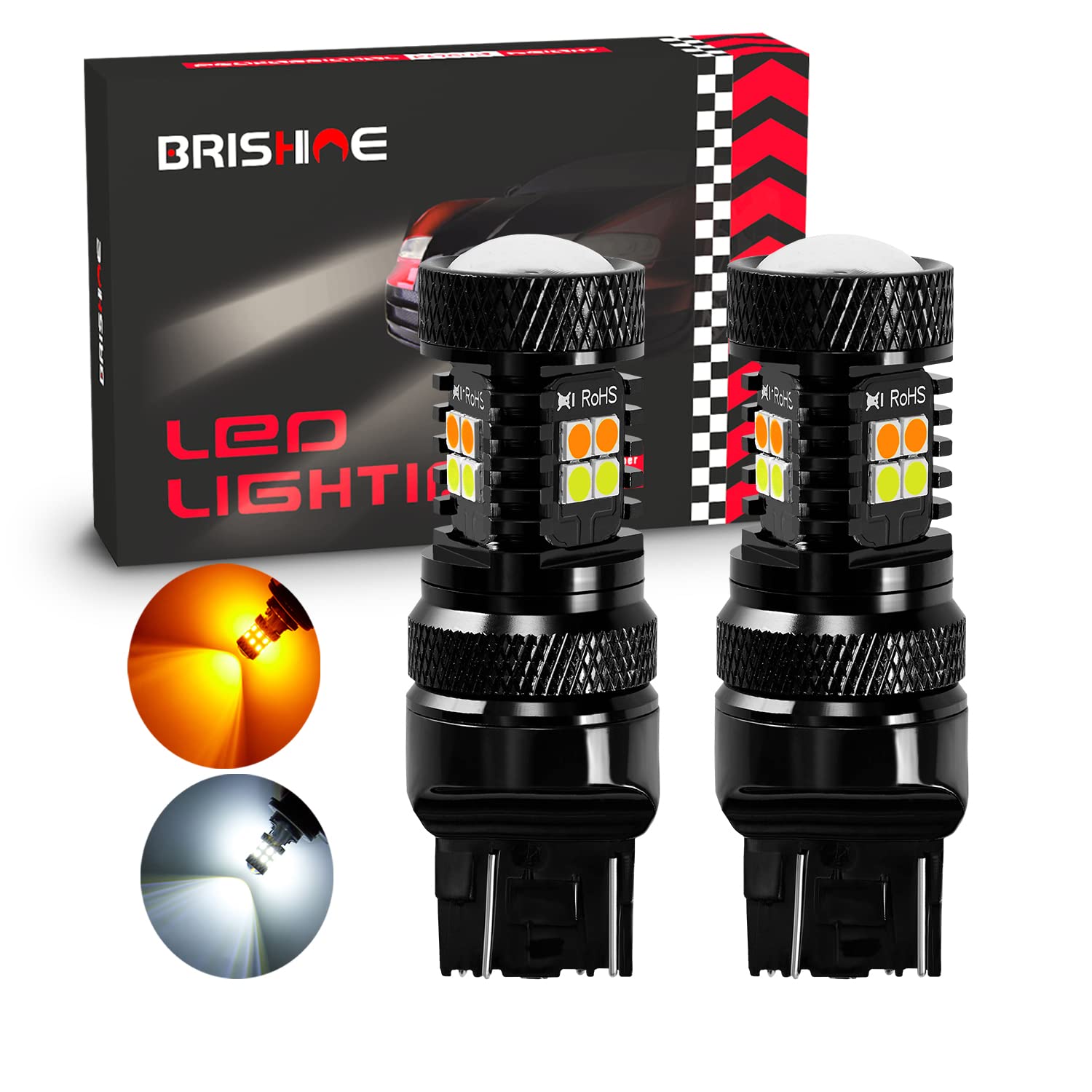 BRISHINE 7443 Switchback LED Bulbs Extremely Bright