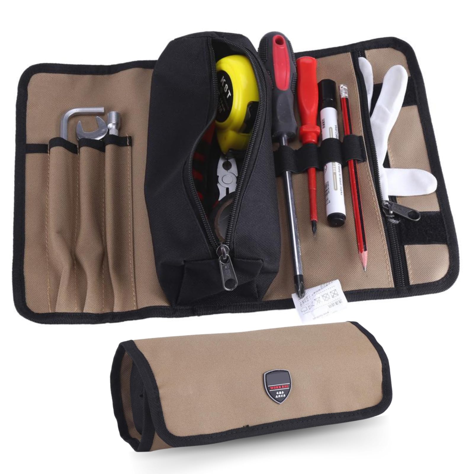 Jadeshay Electrician Tool Bag - 36 * 25cm Durable Canvas Electrician Roll Up Tool Bag Hardware Tools Waterproof Storage Bag Organizer