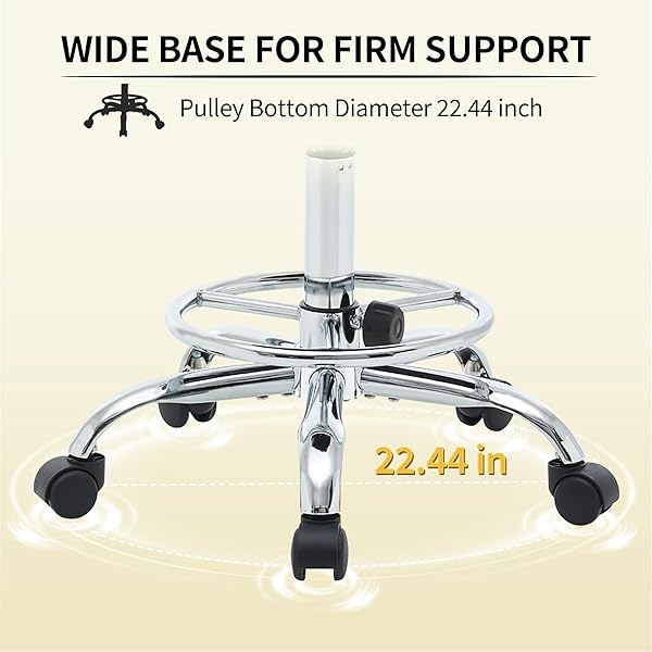 FIRAVOE ROLLING STOOL WITH BACK,ADJUSTABLE HEIGHT FOOT REST ROLLING SALON CHAIR 19.5″-26.6″,BLACK ERGONOMIC STOOL (BLACK)