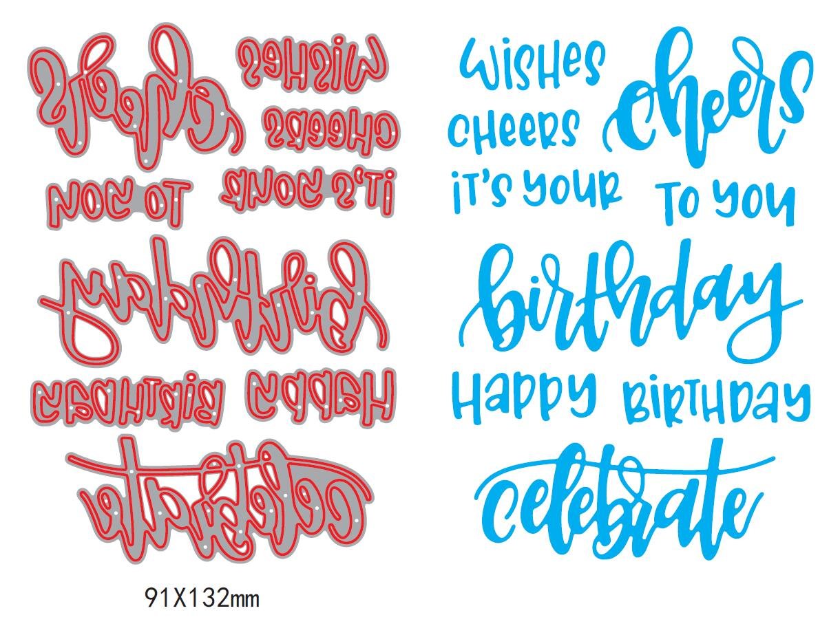 WooYangFun Joyful Home 1set Wishes Cheers Sentiment Dies cutting Rubber Clear Stamp for Card Making Decoration and Scrapbooking (clear stamp+dies cutting)