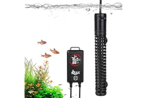 AQQA Aquarium Heater,Submersible Fish Tank Heater 59-93°F/15-34°C External Controller,Rapid Heating,Ultra-high Temperature Protection,Automatic Power-Off When Leaving Water (500W for 80-135 Gallon)