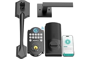 Smart WiFi Door Lock Set - HEANTLE Keyless Entry Door Lock, Front Door Handles Set, Fingerprint Electronic Keypad Deadbolt Lockset with App Remote Control, Alexa Voice, Auto Lock for Home, Rental
