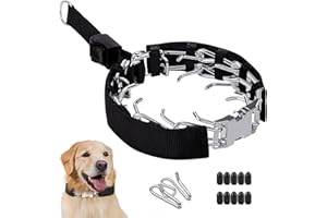 GOGOPAW Adjustable Buckle Dog Training Collars for Large Medium Small Dogs, No Pull Dog Basic Walking Collar with Quick Release Buckle, Extra Links, Safety Clip, Rubber Tips(Black,M)