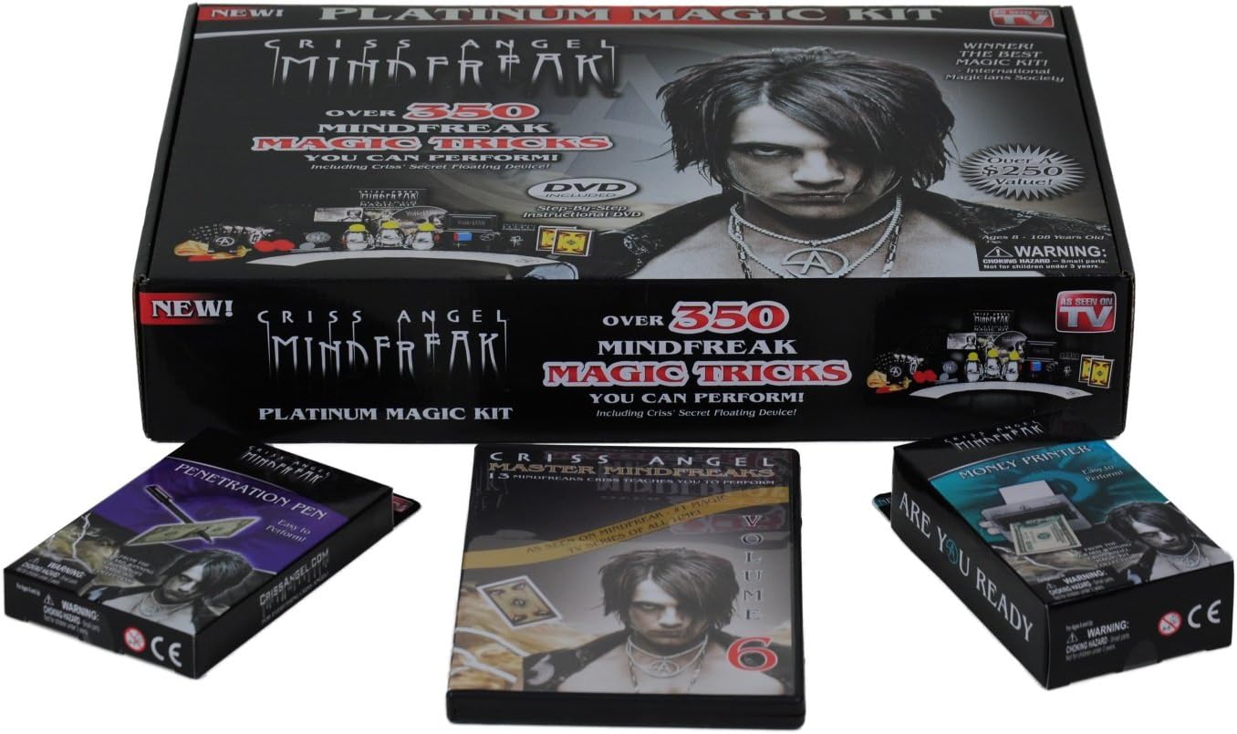 Amazon Com Criss Angel Mindfreak Platinum Magic Kit With Over 350 Magic Tricks Instructional Dvd Master Mindfreaks Volume 6 Dvd Penetration Pen Money Printer Toys Games