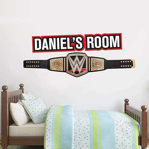 WWE Wall Sticker Title Belt Personalised Name Decal Vinyl