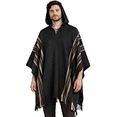 Gamboa Alpaca Poncho for Men with Hood | Soft, Warm and Lightweight Hooded Cowboy Ponchos, Handmade in One Size for Unisex Everyday and Outdoor Wear