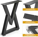 Likapop 16'' V-Type Metal Table Legs, 2pcs, Black, Adjustable Feet, 660-800lb view 3