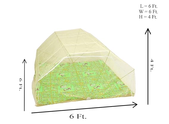 Elegant Double size bed foldable mosquito net - 6*6 (Yellow color)