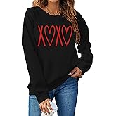 SFHFY Valentines Sweatshirt Women Cute Love Heart Sweater Valentine Pullover Shirt Casual Heart Long Sleeve Tops