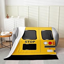 School Bus Print Flannel Fleece Throw Blanket - All