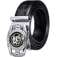 Barry.Wang Mens Ratchet Belt,Genuine Leather Belts 1 3/8" Automatic Buckle Carnival Dress Casual,Trim To Fit
