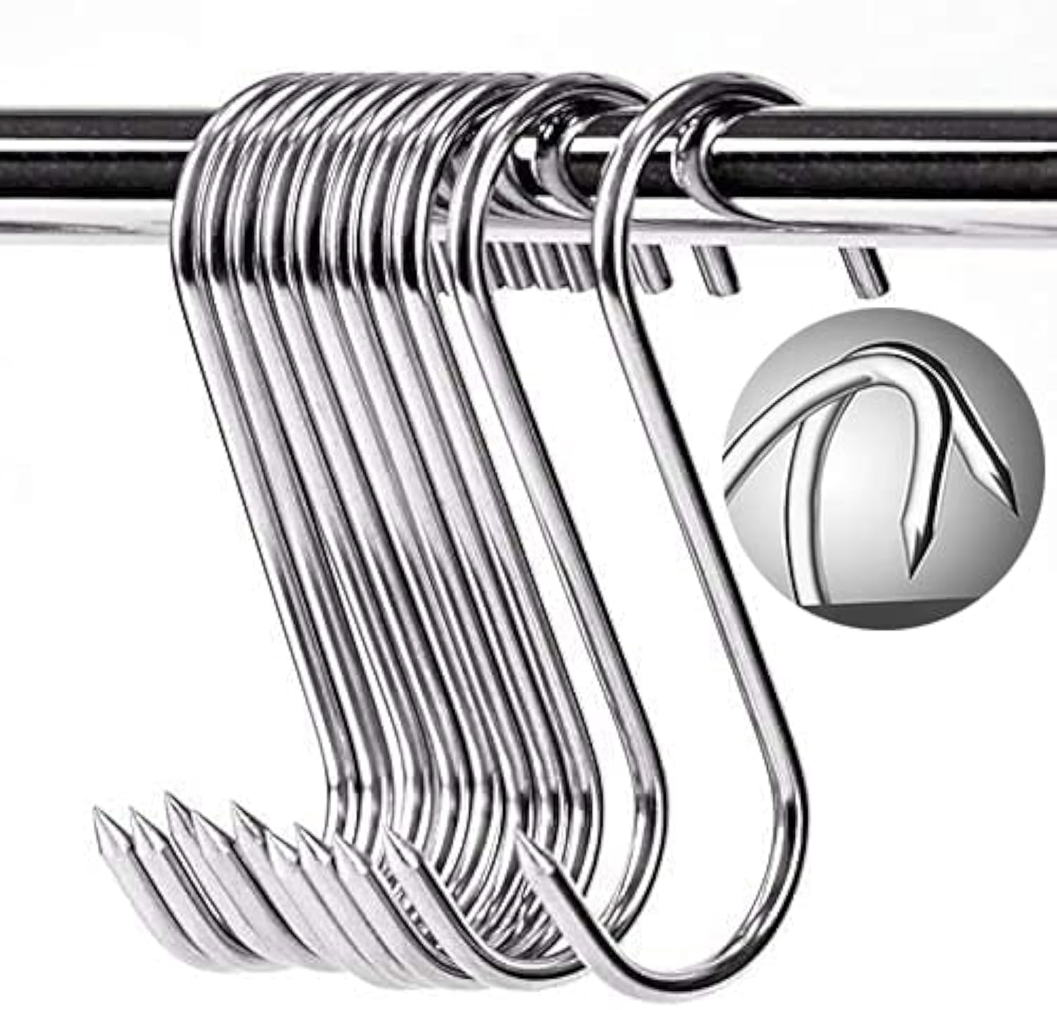 ARTOYS Meat Hooks for Smoking, 10 Pcs 4'' H 4mm S-Shape Sharp Hooks Stainless Steel for Hanging Deer,Beef,Fish,Cod,Bacon,BBQ,Grill,Hunting — image 1