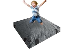 JOYWOO Crash Pad for Kids Sensory Room Equipment, 4 x 4 Ft / 5 x 5 Ft Anti-slip Sensory Crash Mat, Shredded Foam Sensory Crash Pad for Autistic Kids Gift, Soft Washable Cover, Gift for Children and Adults